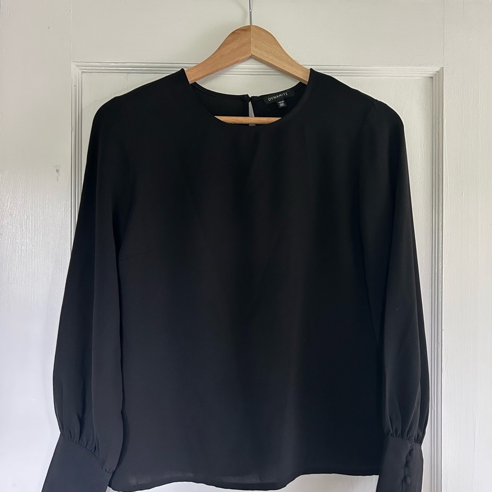 Dynamite Black Long Sleeve Blouse